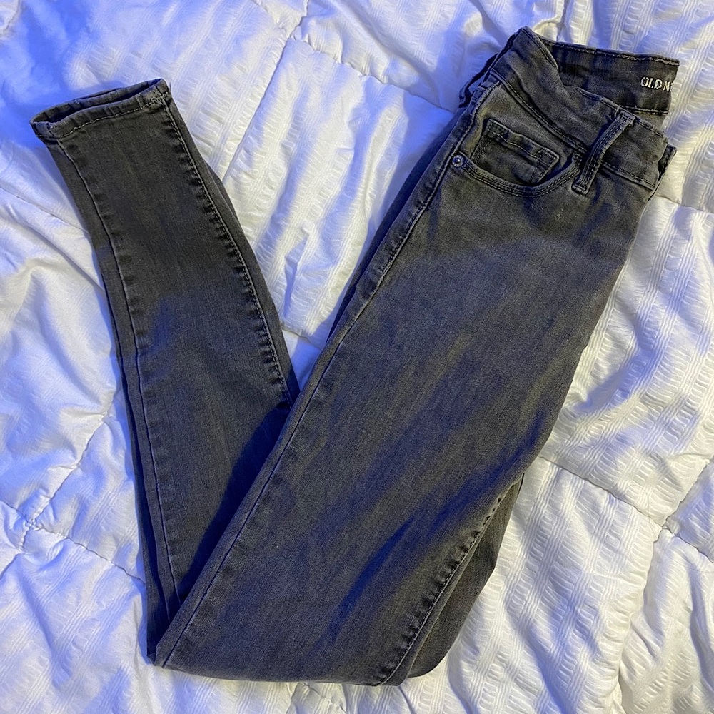 Dark Gray Old Navy Rockstar Mid Rise Jeans